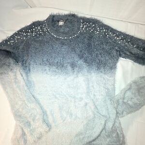 VENUS Blue and White Ombre Sweater W/ Pearls, Sz Med. Super Soft!